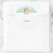 Pink Cupcake 8 Candles Birthday Hello Name  Runder Aufkleber (Tasche)