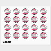 Pink Cupcake Address Label - Schwarze Zebra Print Runder Aufkleber (Blatt)