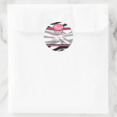 Pink Cupcake Address Label - Schwarze Zebra Print Runder Aufkleber (Tasche)