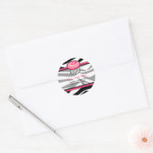 Pink Cupcake Address Label - Schwarze Zebra Print Runder Aufkleber (Umschlag)