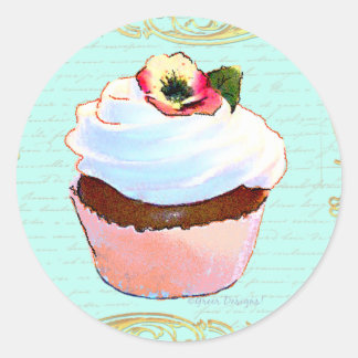 Pink Cupcake Art Design Runder Aufkleber