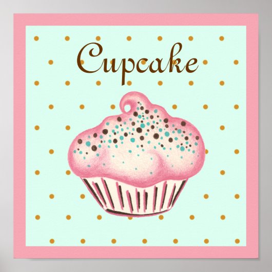 Pink Cupcake Art Poster drucken (Vorne)