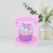 Pink Cupcake auf Plate 2~ Scripte Postkarte (Stehend Vorderseite)