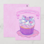 Pink Cupcake auf Plate 2~ Scripte Postkarte (Vorne/Hinten)