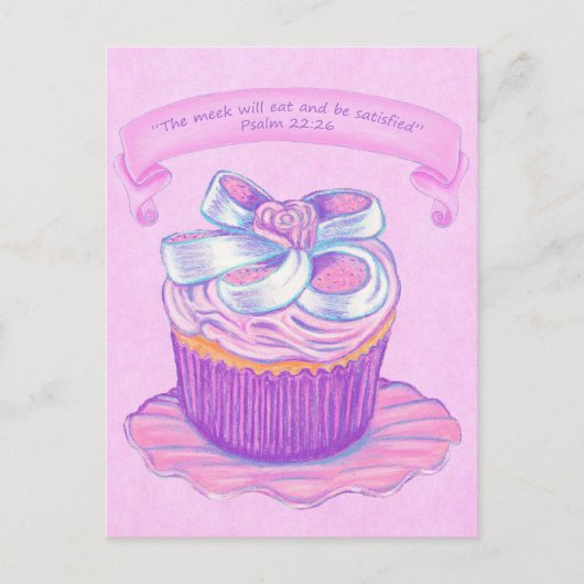 Pink Cupcake auf Plate 2~ Scripte Postkarte (Vorderseite)
