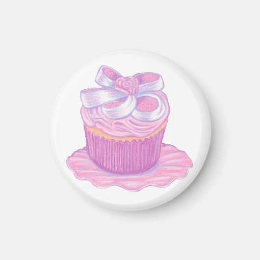 Pink Cupcake auf Plate Magnet (Vorne)