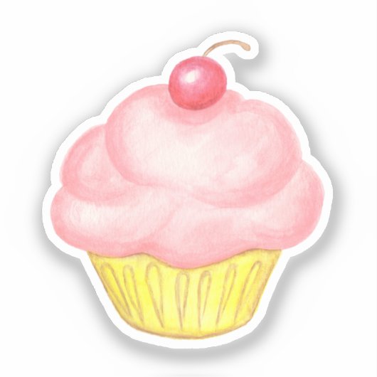 Pink Cupcake Aufkleber (Vorderseite)