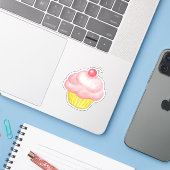 Pink Cupcake Aufkleber (Laptop mit iPhone)
