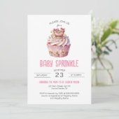 Pink Cupcake Baby Sprinkle Winter Girl Babydusche Einladung (Stehend Vorderseite)
