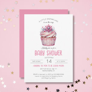 Pink Cupcake Baby Sprinkle Winter Girl Babydusche Einladung