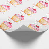 Pink cupcake Backen Niedliches Muster Kinder Geschenkpapier (Ecke)