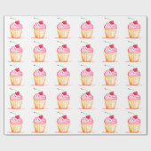 Pink cupcake Backen Niedliches Muster Kinder Geschenkpapier (Flach)