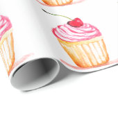 Pink cupcake Backen Niedliches Muster Kinder Geschenkpapier (Rolleneckpunkt)