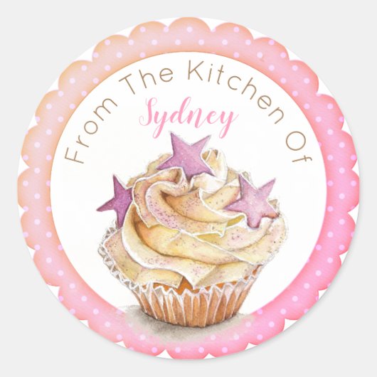 Pink Cupcake Backen Runder Aufkleber (Vorderseite)