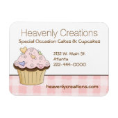 Pink Cupcake Bäckerei Business Card Magazin Magnet (Horizontal)