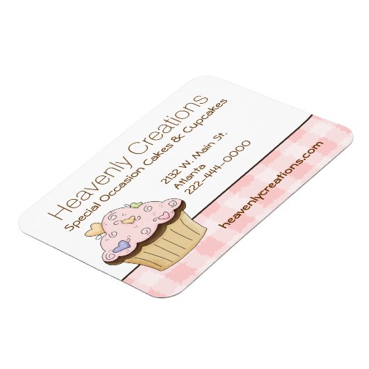 Pink Cupcake Bäckerei Business Card Magazin Magnet (Linke Seite)
