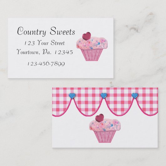 Pink Cupcake Bäckerei Business Card Visitenkarte (Vorne/Hinten)