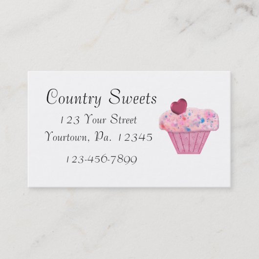 Pink Cupcake Bäckerei Business Card Visitenkarte (Vorderseite)