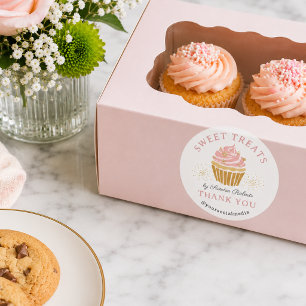 Pink Cupcake Bäckerei Danke Runder Aufkleber