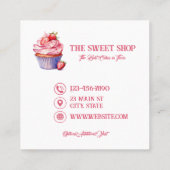 Pink Cupcake Bakery Business Card | Editable Text Quadratische Visitenkarte (Rückseite)
