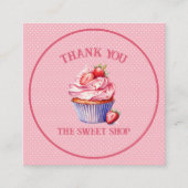 Pink Cupcake Bakery Business Card | Editable Text Quadratische Visitenkarte (Vorderseite)