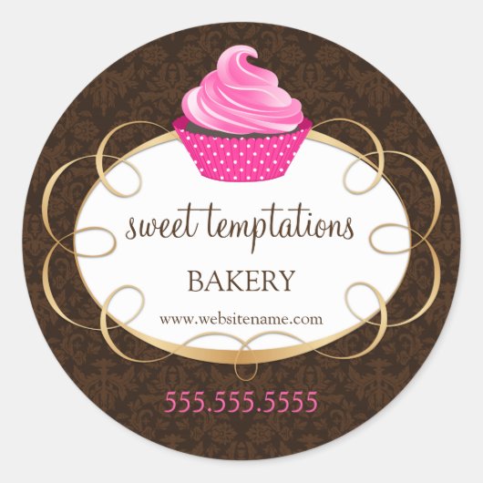 Pink Cupcake Bakery Packung Runder Aufkleber (Vorderseite)