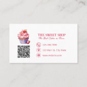 Pink Cupcake Bakery QR Code Business Card Visitenkarte (Rückseite)