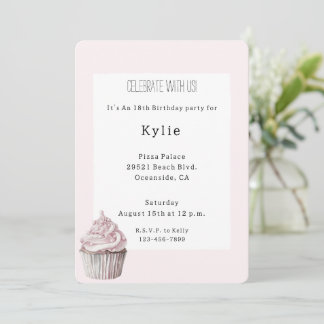 Pink Cupcake Birthday Einladung