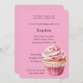 Pink Cupcake Birthday Einladung (Vorne/Hinten)