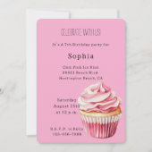 Pink Cupcake Birthday Einladung (Vorderseite)