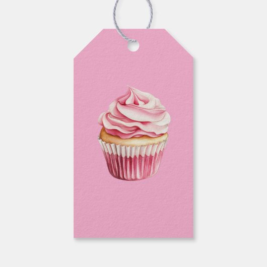 Pink Cupcake Birthday Geschenkanhänger (Rückseite)