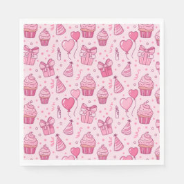 Pink Cupcake Birthday Napkins Serviette
