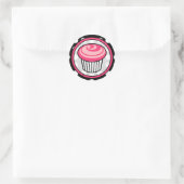 Pink Cupcake Birthday Sticker - White Polka Dot (Tasche)