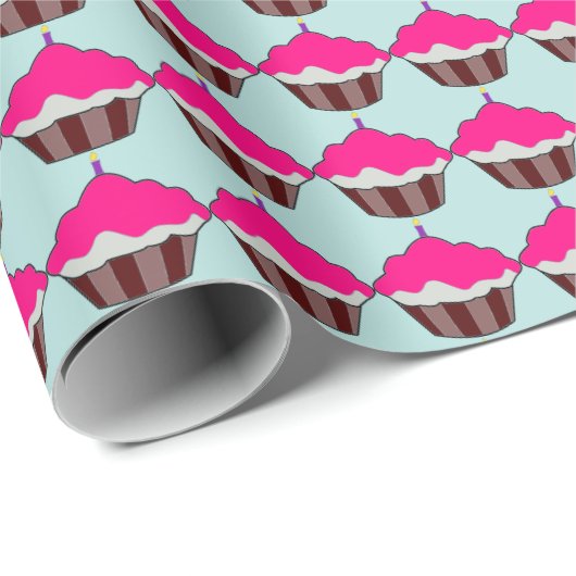 PINK CUPCAKE BIRTHDAY WRAPPING PAPIER GESCHENKPAPIER (Rolleneckpunkt)
