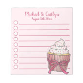 Pink Cupcake Bow Sprinkles Baby Brautparty Notizblock (Vorderseite)