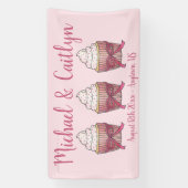 Pink Cupcake Bow Sprinkles Wedding Brautparty Banner (Vertikal)