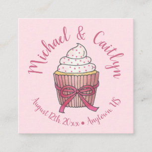 Pink Cupcake Bow Sprinkles Wedding Brautparty Begleitkarte