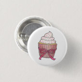 Pink Cupcake Bow Sprinkles Wedding Brautparty Button (Vorne & Hinten)