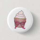 Pink Cupcake Bow Sprinkles Wedding Brautparty Button (Vorderseite)