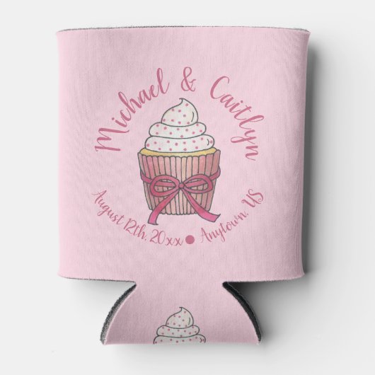 Pink Cupcake Bow Sprinkles Wedding Brautparty Dosenkühler (Vorderseite)