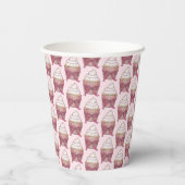 Pink Cupcake Bow Sprinkles Wedding Brautparty Pappbecher (Rückseite)
