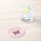 Pink Cupcake Bow Sprinkles Wedding Brautparty Runder Pappuntersetzer (Vor Ort)