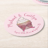 Pink Cupcake Bow Sprinkles Wedding Brautparty Runder Pappuntersetzer (Angewinkelt)
