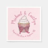 Pink Cupcake Bow Sprinkles Wedding Brautparty Serviette (Vorderseite)