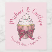 Pink Cupcake Bow Sprinkles Wedding Brautparty Weinetikett (Einzelnes Label)