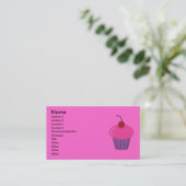 Pink Cupcake Business Cards Visitenkarte (Stehend Vorderseite)