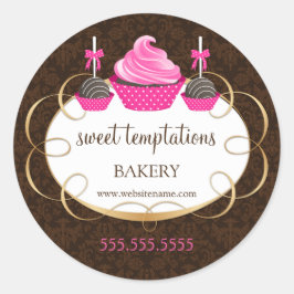 Pink Cupcake Cake Pops Bäckerei Verpackung Runder Aufkleber