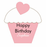 Pink Cupcake Cake Topper<br><div class="desc">Pink cupcake mit Herzklopfen personalisiert Geburtstagskuchen</div>