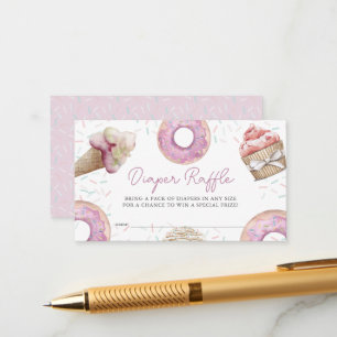 Pink Cupcake & Donut Baby Diaper Raffel Ticket Begleitkarte