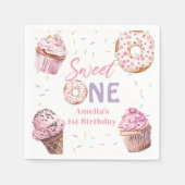 Pink Cupcake & Donut Birthday Paper Napkin Serviette (Vorderseite)